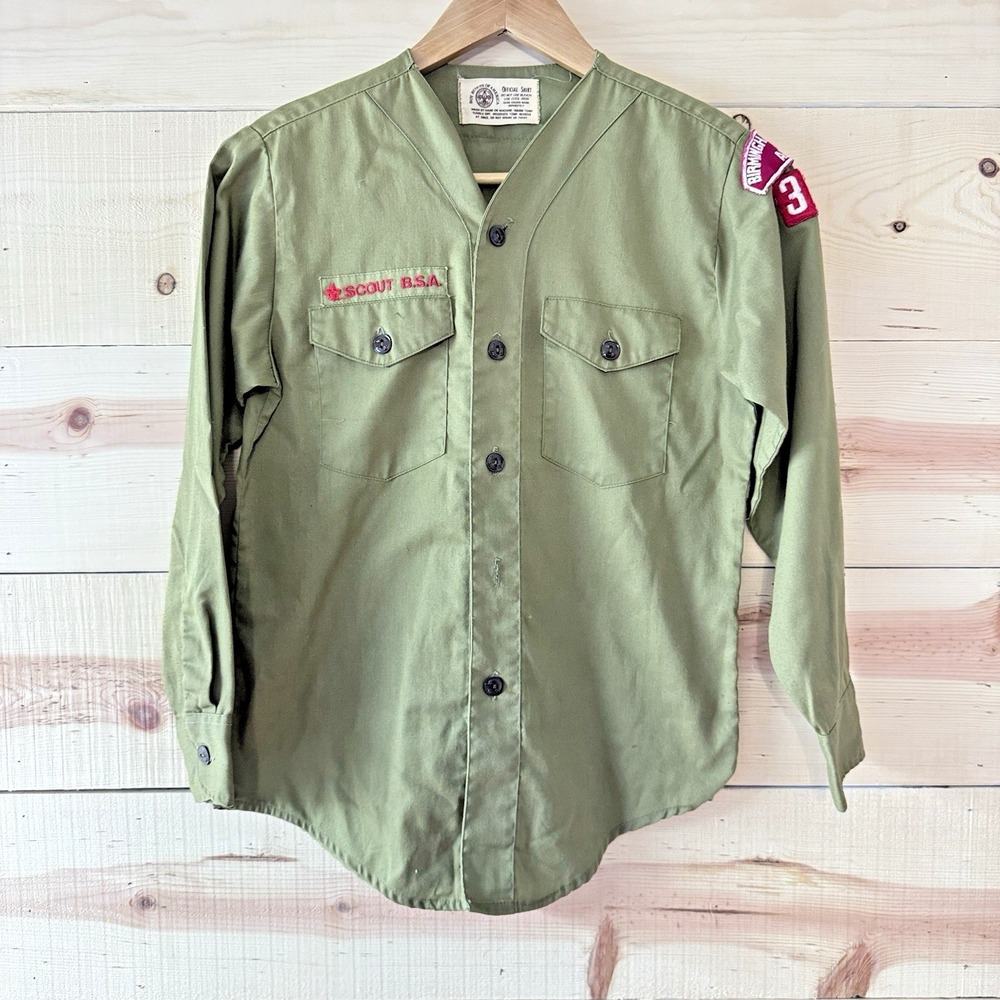 Vintage BSA Boy Scout Youth XL Green Uniform Shirt Birmingham AL Troop 322